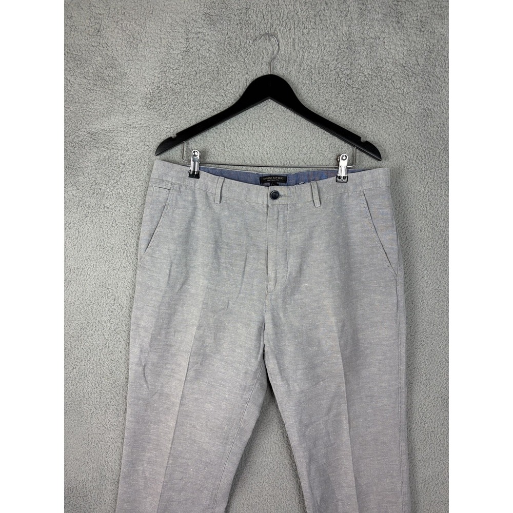 Banana Republic Kentfield Pants Mens 36x32 Gray Linen Cotton Chino Casual Summer